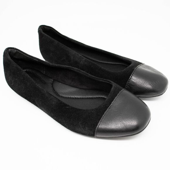 Born Black Suede Leather Cap Toe Ballet Flats Womens SIZE 6.5 - Picture 1 of 6